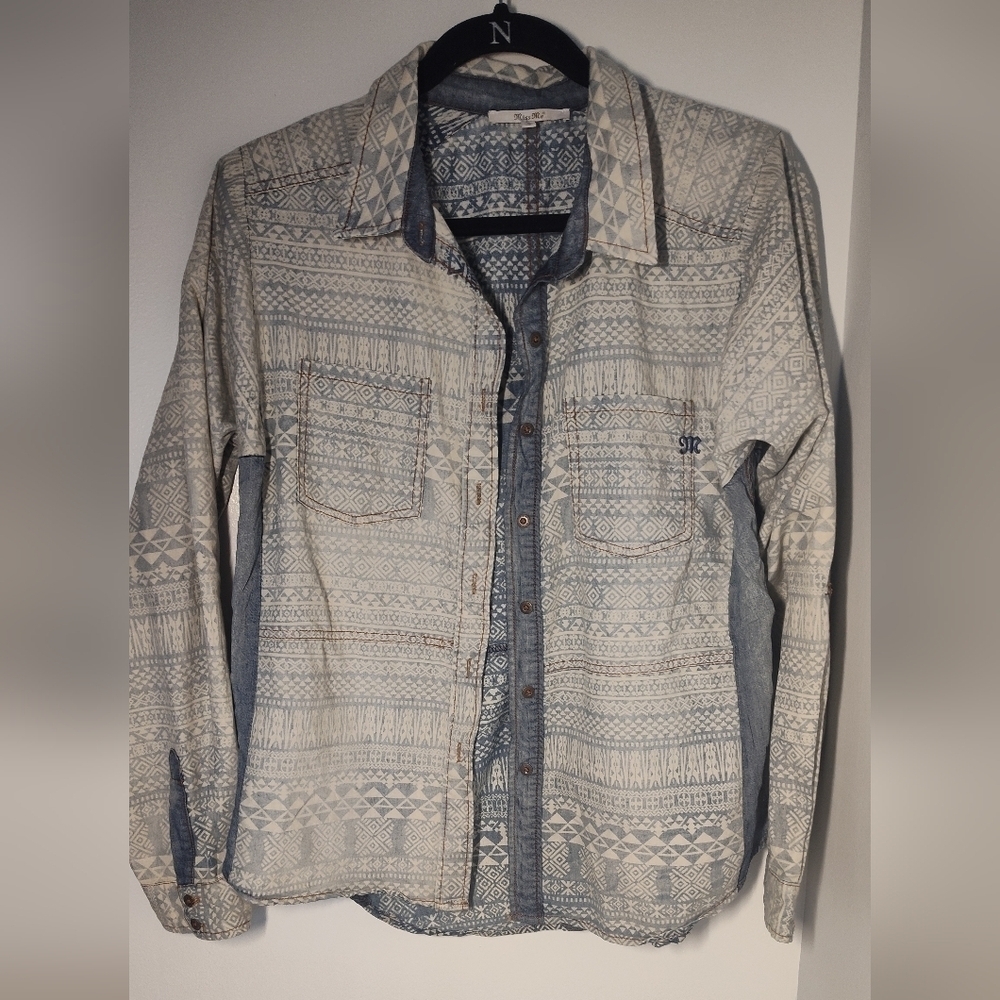 MissMe Patterned Button-Up Shirt Size S #528